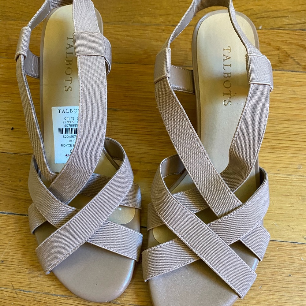 Talbots Beige Strappy Wedge Sandals